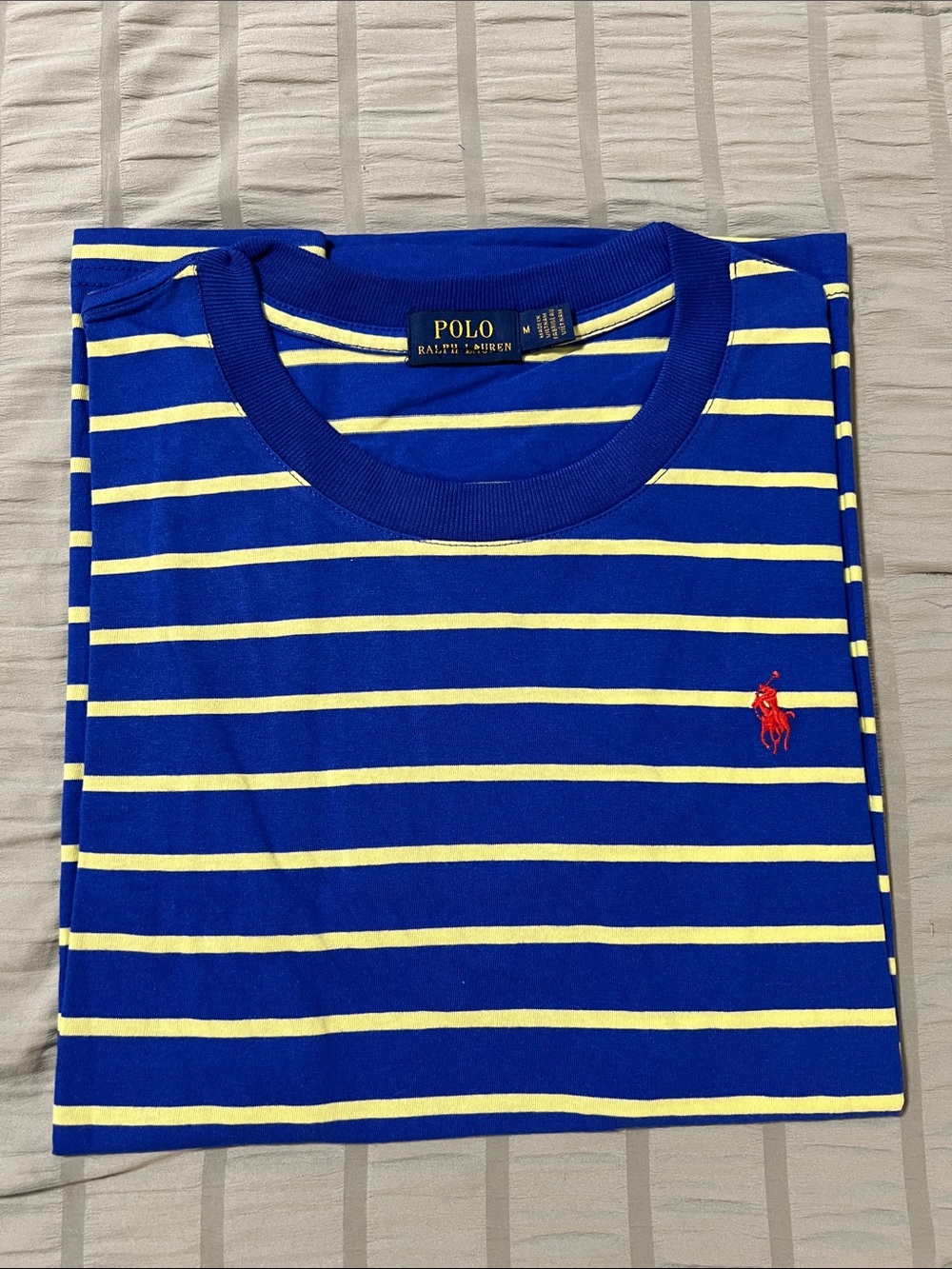 Polo by Ralph Lauren Blue and Yellow Striped Short Sleeve Tee